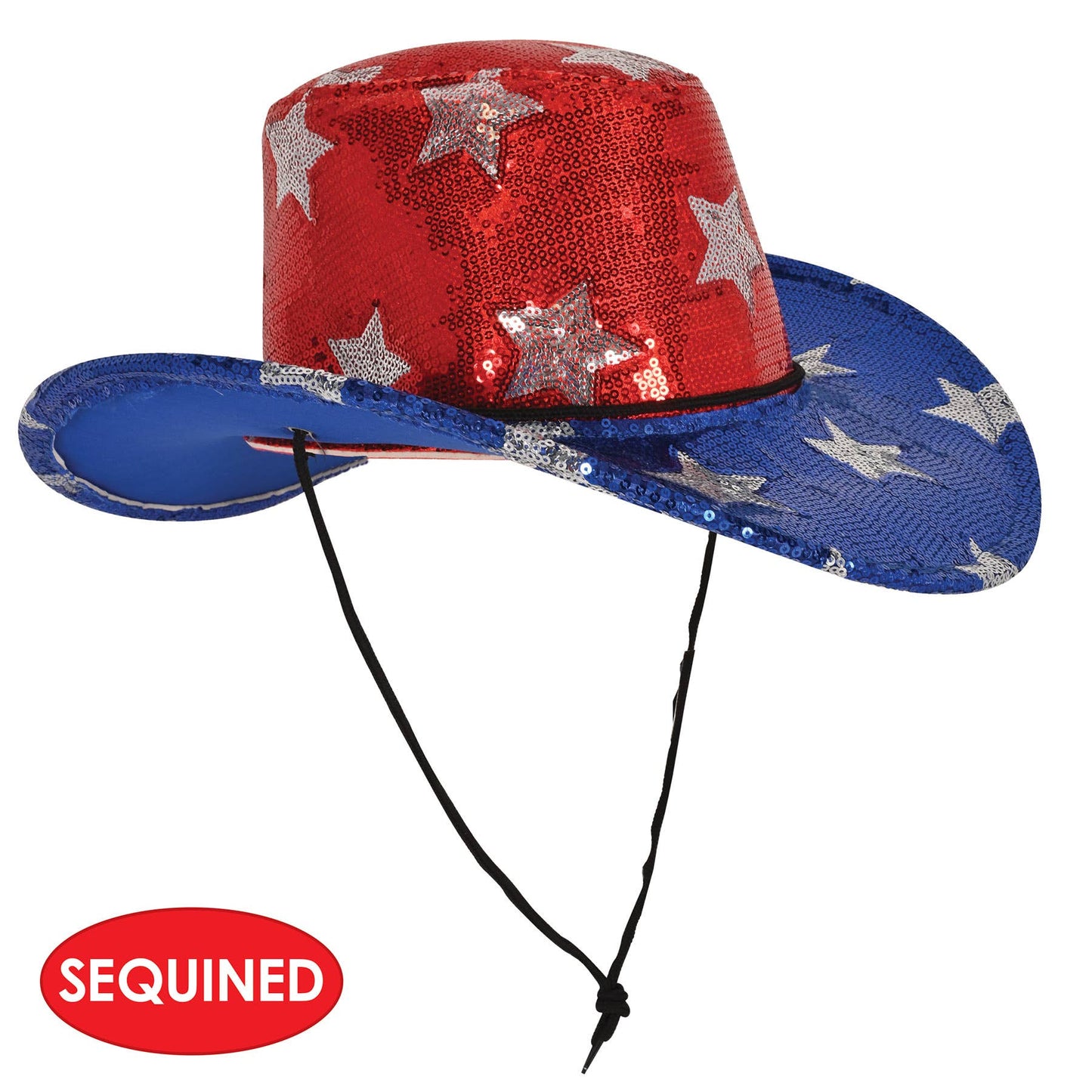 Sequined Patriotic Cowboy Hat, one size fits most
