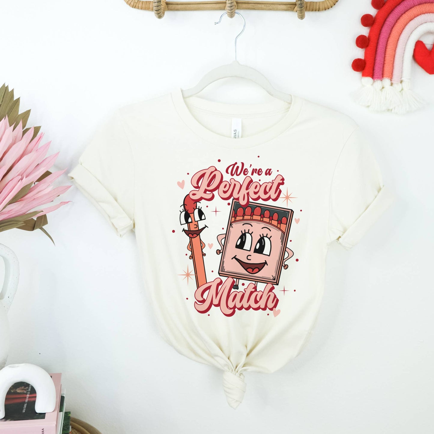 Perfect match and matchbox valentineTee  by Party On Designs: Peach / Small Unisex