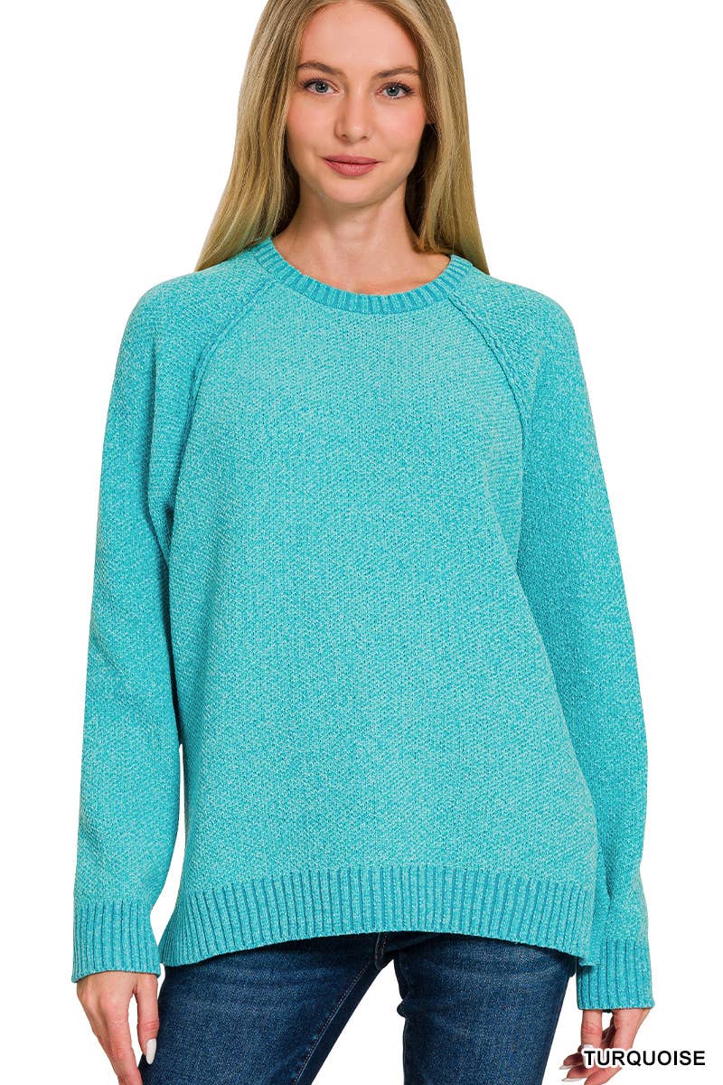 Raglan Chenille Sweater: DK GREEN / 2-2-2 (S-M-L)