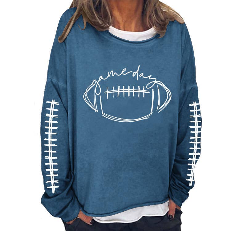 WOMEN FOOTBALL GAMEDAY LOOSE FIT PULLOVER: RED / (L) 1