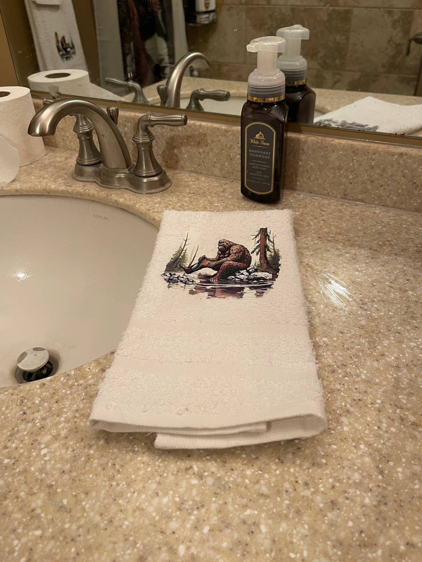 Bathing Bigfoot wash rag, hand towel, bath towel 3 piece set
