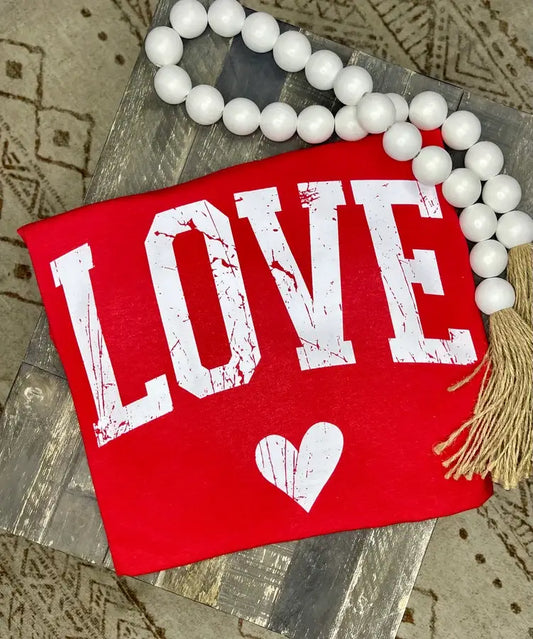 Love Heart (DTF Tee): Gildan Softstyle Red / DTF / Small