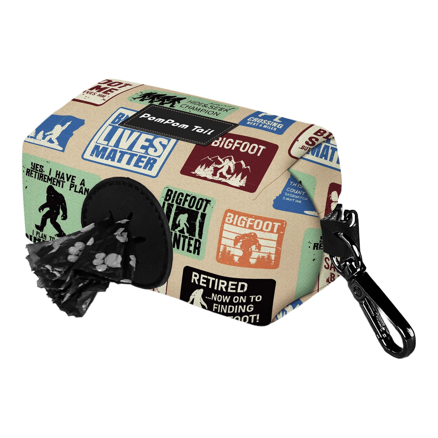 POMPOM TAIL Bigfoot Design Personalised Dog Poop Bags Holders