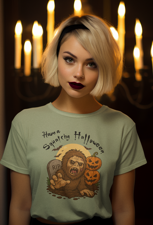 Have a Squatchy Halloween  t-shirt (Stonewashed green): Med