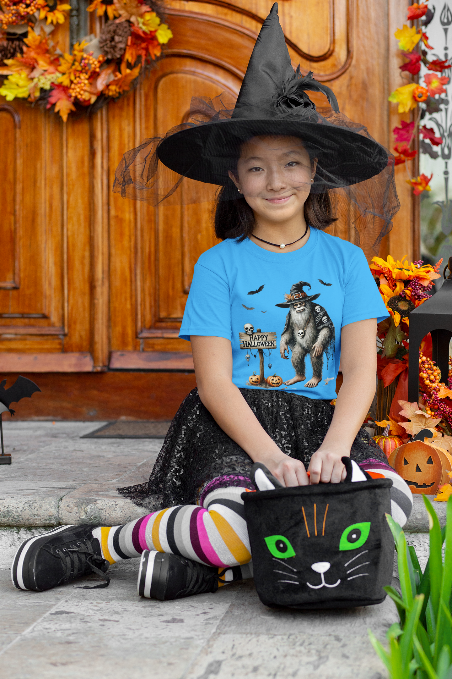 Witch Bigfoot Halloween tshirt (blue): 3X