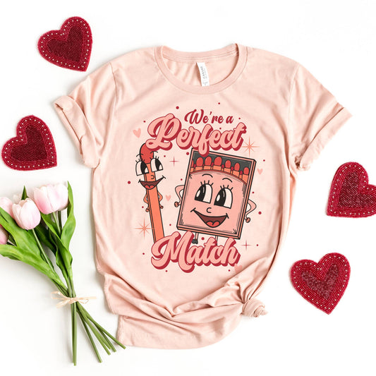 Perfect match and matchbox valentineTee  by Party On Designs: Peach / Med Unisex