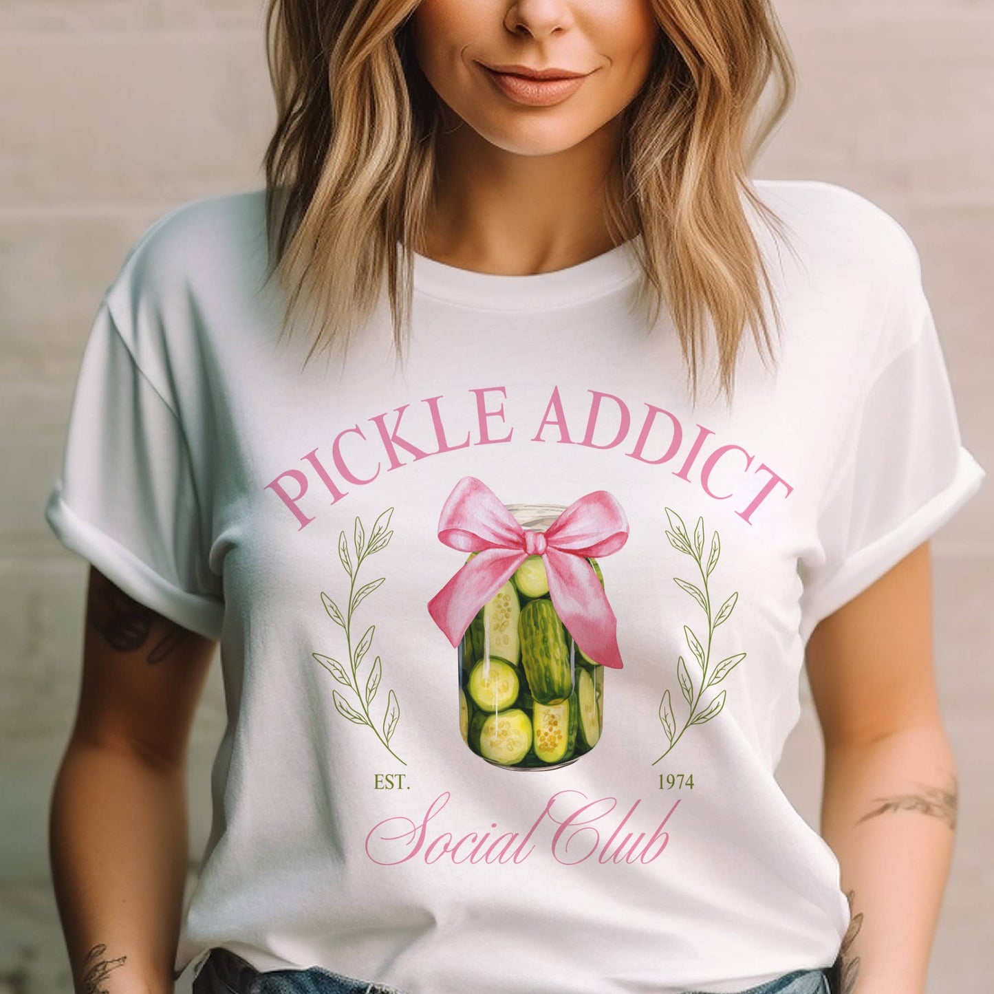 Pickle Addict Tees Pickle Social Club Tshirt Pickle Lover: Citron / Large