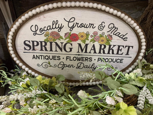 Beaded Spring Market Sign 20x13in