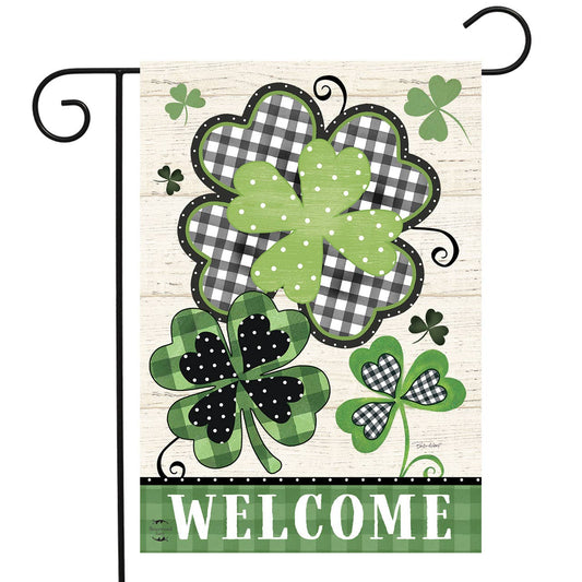 Patterned Shamrocks Garden Flag