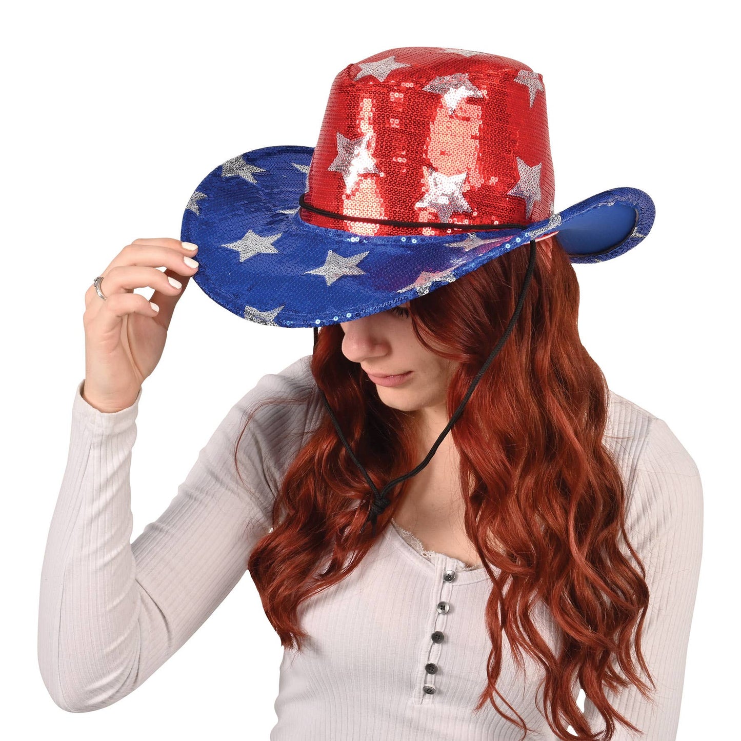 Sequined Patriotic Cowboy Hat, one size fits most