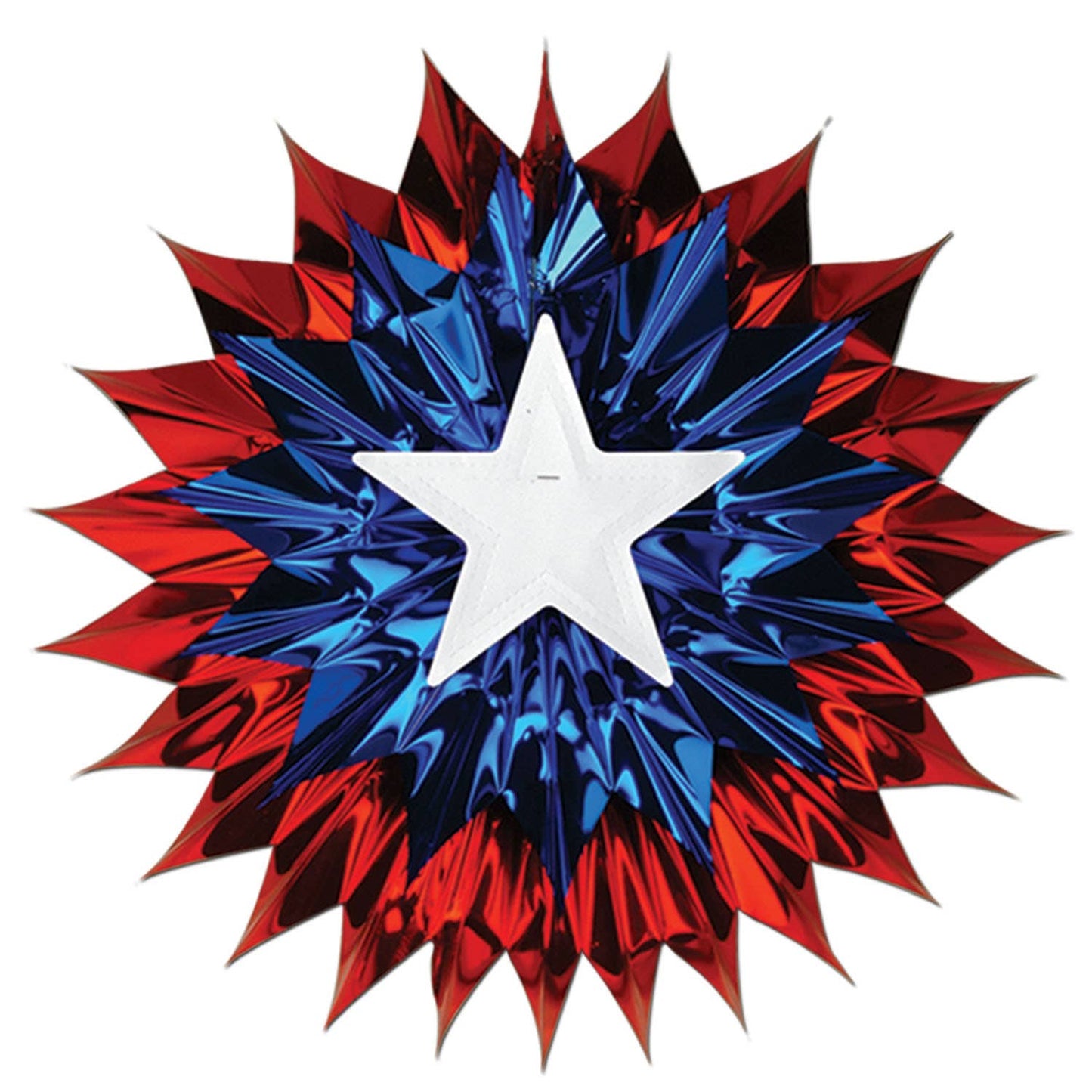 Red, White, and Blue Patriotic Fan-Burst with Star, 15"