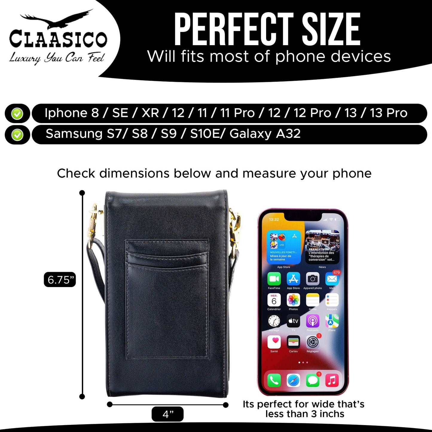 Crossbody Phone Wallet - Sleek and Compact Design: Nevy Blue