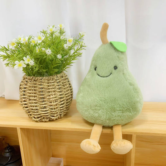8" Pear Plush (length including legs): Green fluffy