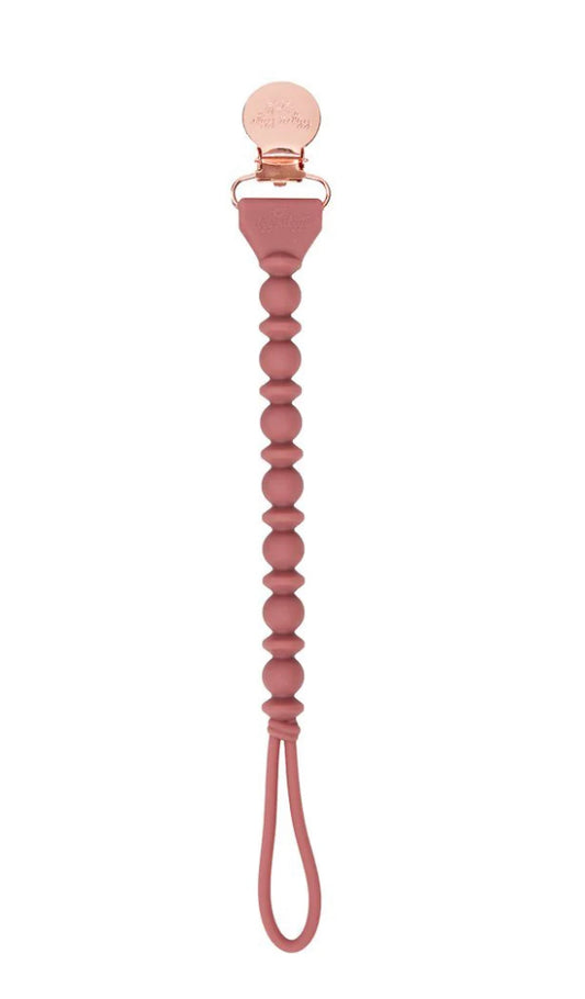 Itzy Ritzy Sweetie Strap Beaded Pacifier Clip Rosewood